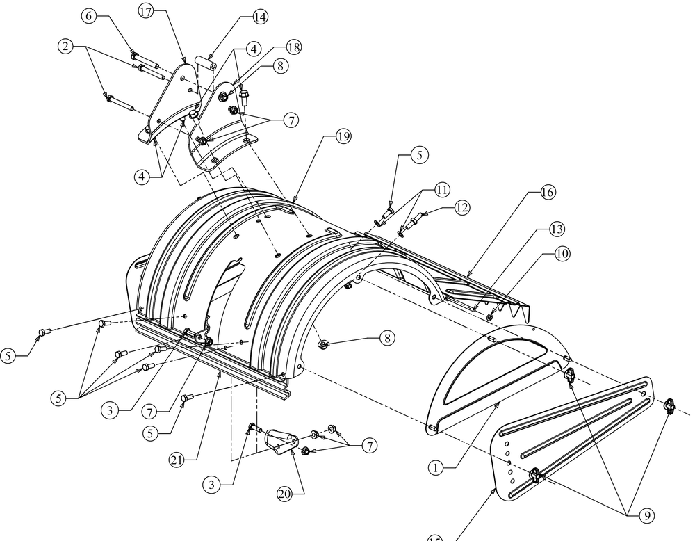 Tine Shield Diagram and Parts List for RT65H (21AB455C710)(2019) Cub Cadet Tiller